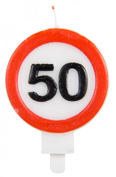 Verkehrsschild 50 Tortenkerze 6cm