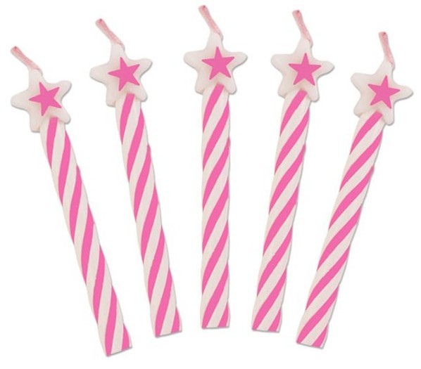 8 Pink Sternchen Tortenkerzen