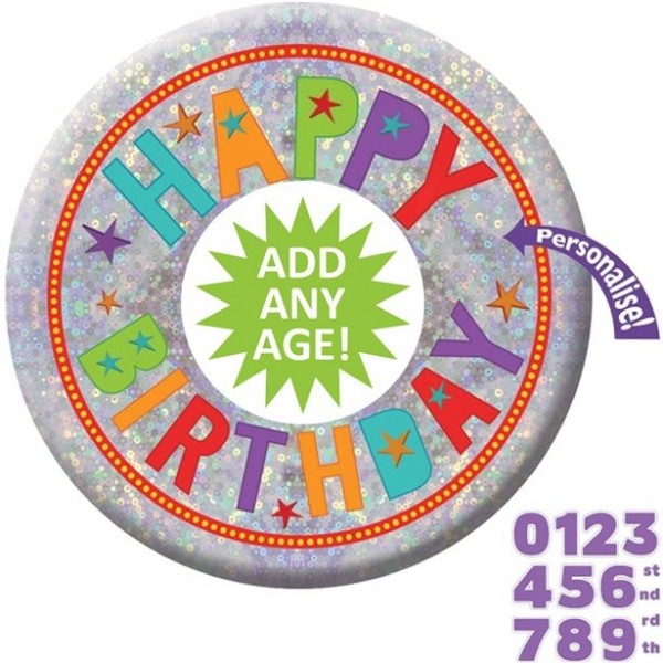 Personalisierbarer Geburtstags-Button 15cm