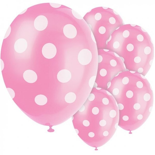 6 Pink Dots Latexballons 30cm