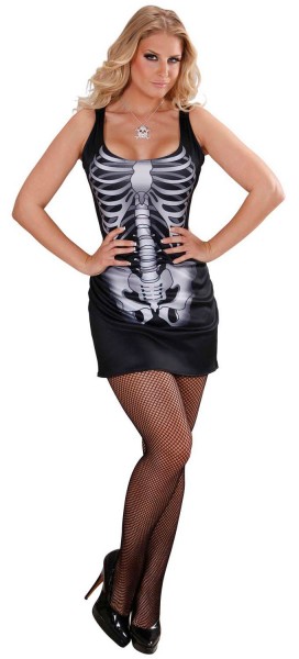 Kurzes 3D Skelettkleid Für Damen Schwarz