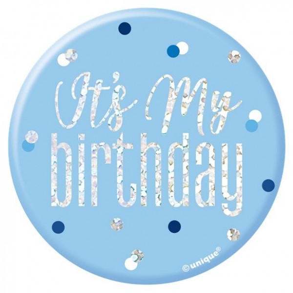 Sparkling Blue Its my Birthday Anstecker 7cm