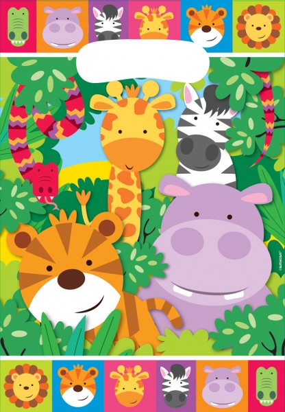 8 Safari Party Geschenktüten 16,5 x 23cm