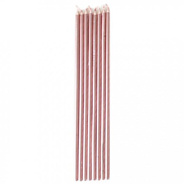 12 Riesen Tortenkerzen roségold 16cm