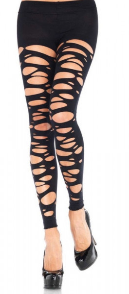 Schwarz Durchlöcherte Damen Leggins Louisa
