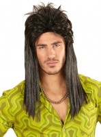 Schwarze Vokuhila Perücke