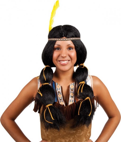 Wanaroka Indianer Perücke Mit Gelber Feder
