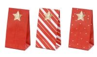 24 Rot-weiße Adventskalender Tüten 8 x 18 x 6,5cm