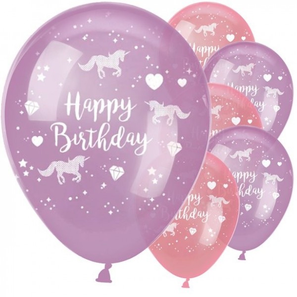 6 Golden Unicorn Latexballons 28cm