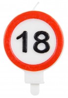 Verkehrsschild 18 Tortenkerze 6cm
