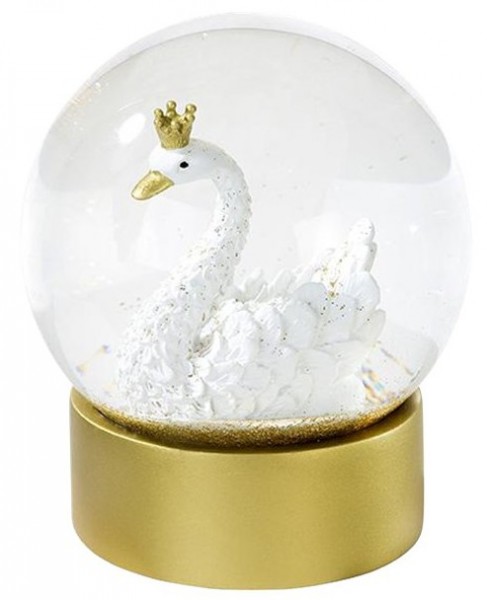 Goldene Schwanen Schneekugel 12cm