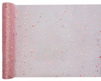 Vorschau: Glitzernder Tüll Stoff Tischläufer roségold 5m x 30cm