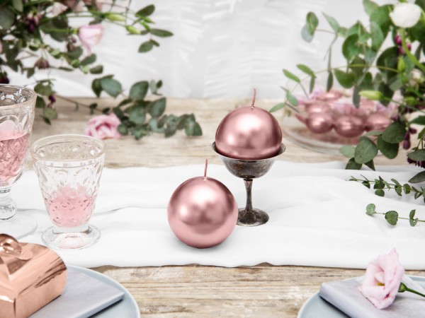 6 Kugelkerzen Torino roségold 8cm 2