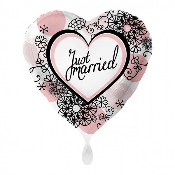 Just Married Herz Folienballon 43cm