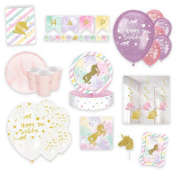 Vorschau: Golden Unicorn Partypaket 82-teilig