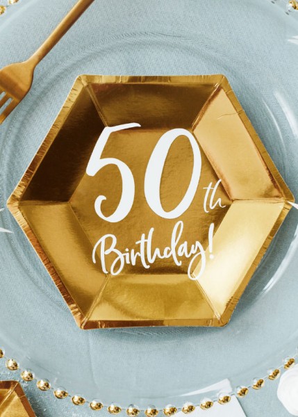 6 Glossy 50th Birthday Teller 20x17cm