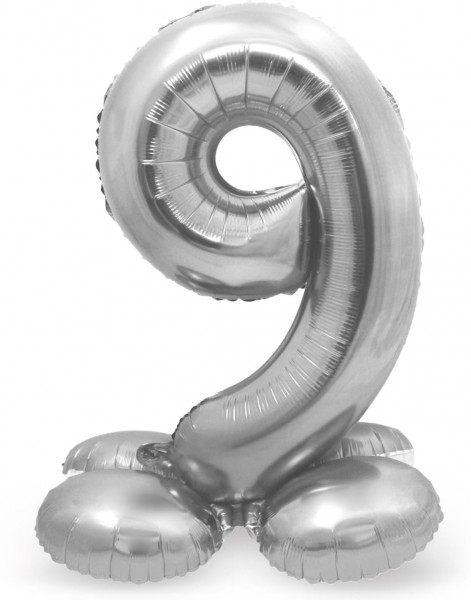 Zahl 9 Ballon silber 72cm