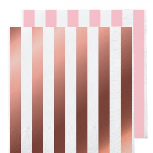 16 metallische Wendeservietten Roségold 33 x 33cm