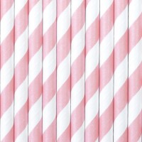 10 gestreifte Papier Strohhalme rosa 19,5 cm