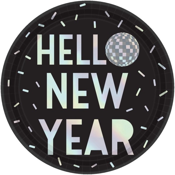 8 New Year Disco Pappteller 23cm