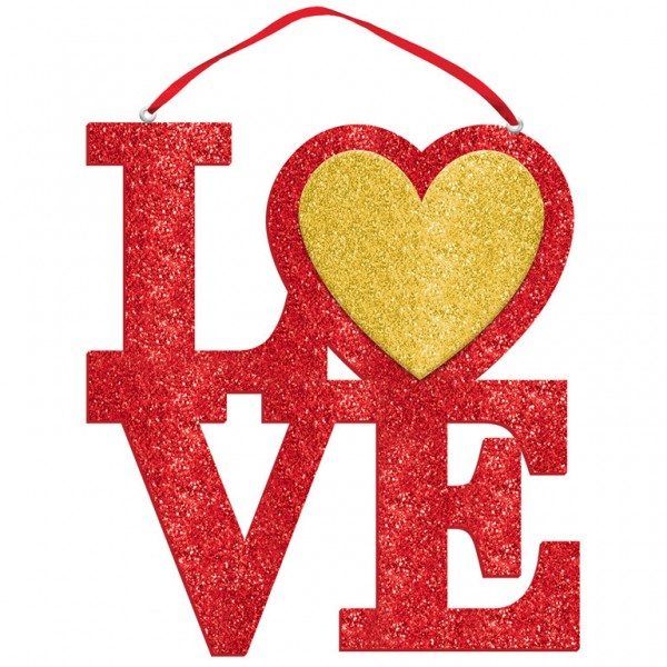 Love Deko Glitzerschild 20 x 22cm