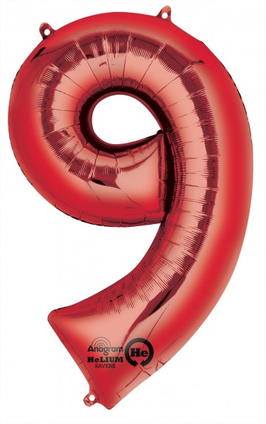 Zahlenballon 9 Rot 86cm