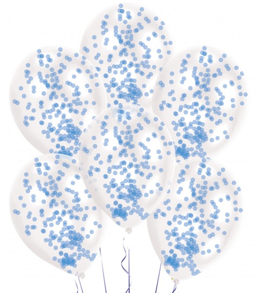 6 Poppi Konfetti Ballons blau