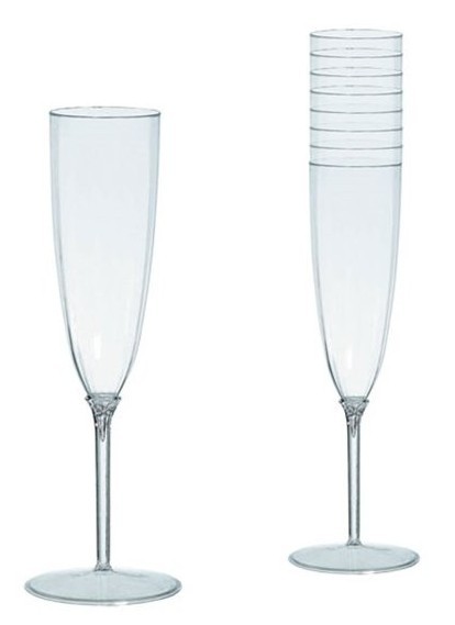 8 Kunststoff Sektgläser Cin Cin 142ml
