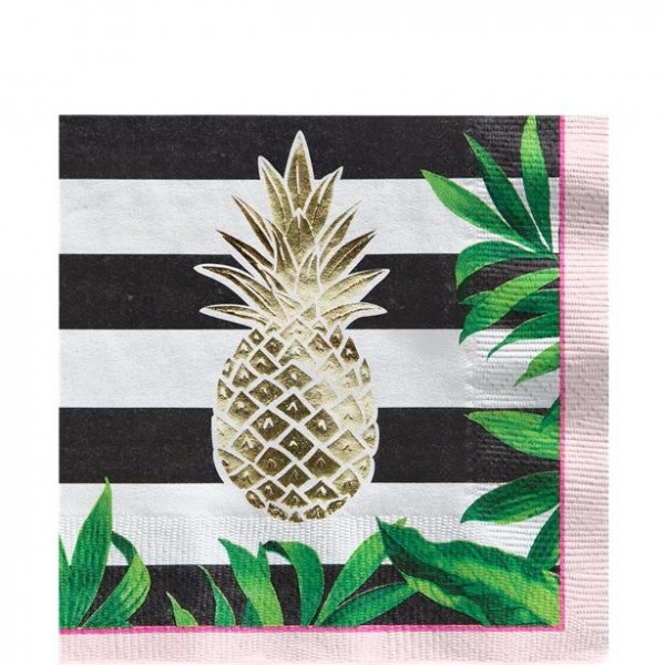 16 Papierservietten Goldene Ananas 33cm