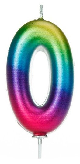 Rainbow Zahl 0 Tortenkerze 7cm