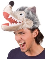 Plüschige Wolfskopfmütze