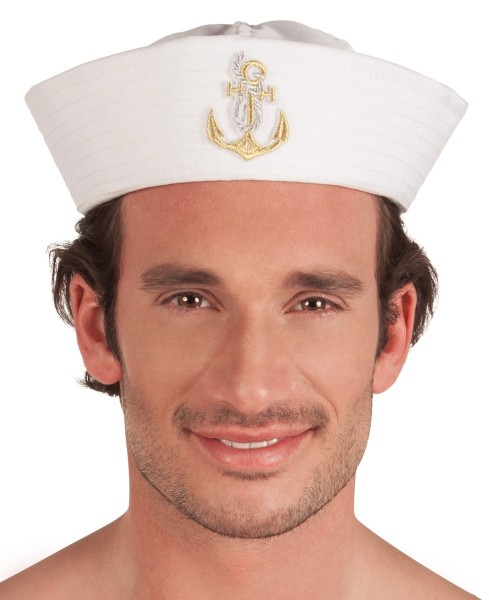 Klassische Matrosen Mütze Mit Goldenem Anker