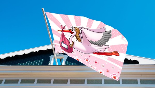 Fensterfahne Klapperstorch Rosa