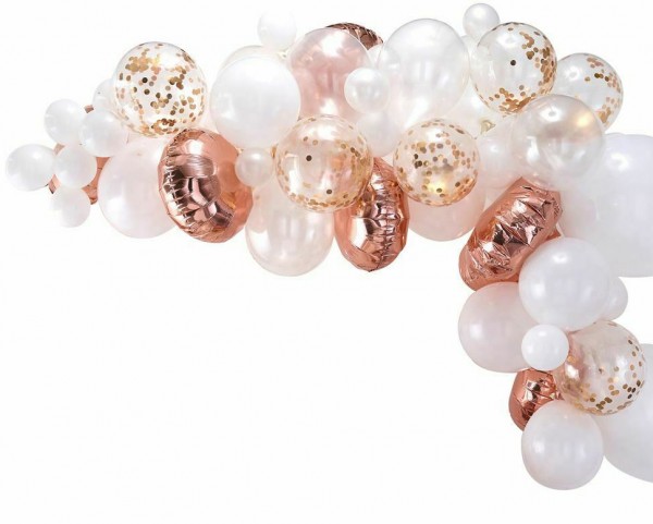 Roségoldener Ballonbogen mit 70 Ballons