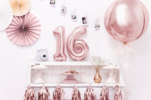 Metallic Ballon Zahl 1 roségold 35cm 4