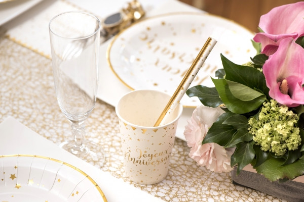 10 Joyeux Anniversaire Becher weiß-gold 270ml 3