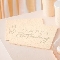 16 Happy Birthday Servietten pfirsich 32cm
