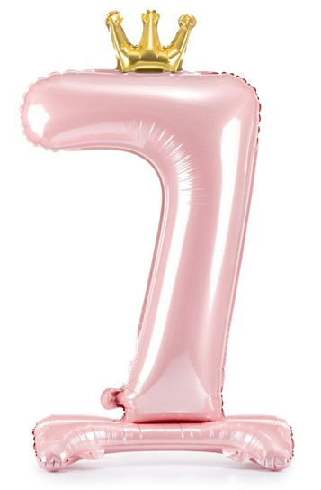 Hellrosa stehender Folienballon Zahl 7