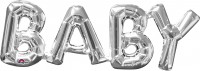 Folienballon Schriftzug Baby silber 66x22cm