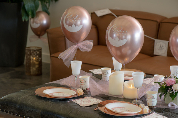 6 Eid Mubarak Luftballons roségold 30cm