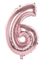 Roségoldener Zahl 6 Folienballon 86cm