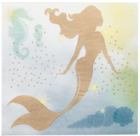 Vorschau: 20 Servietten goldene Meerjungfrau