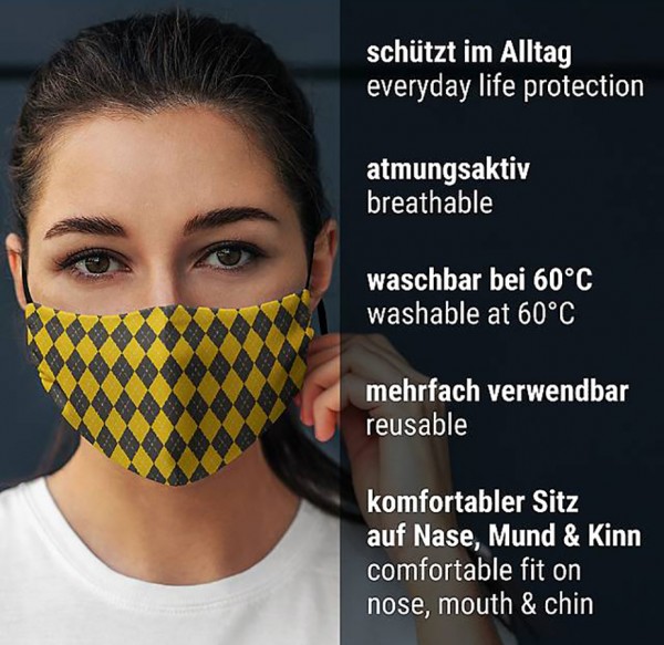 Mund Nasen Maske Zauberschule gelb für Erwachsene 5