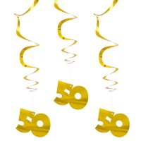 3 Spiral Hänger goldene 50