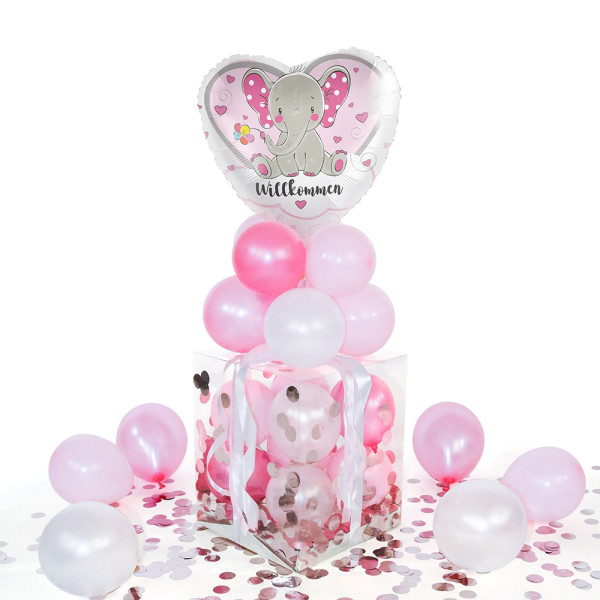 Balloha Geschenkbox DIY Elefant Willkommen Rosa XL