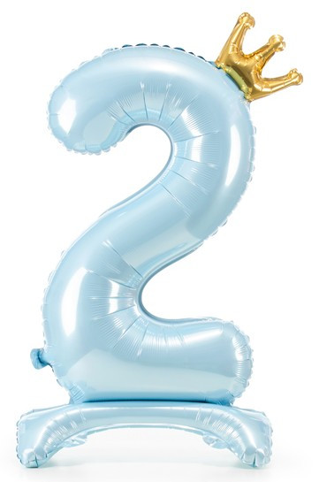 Babyblue Zahl 2 stehender Folienballon
