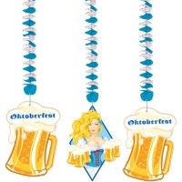 3 Oktoberfest Spiralhänger Bier Liesl 70cm