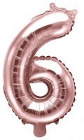 Metallic Zahlenballon 6 roségold 35cm