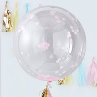 Vorschau: 3 Hooray XL Konfettiballons rosa 91cm
