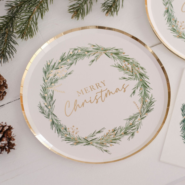 8 Merry Christmas Pappteller 25cm